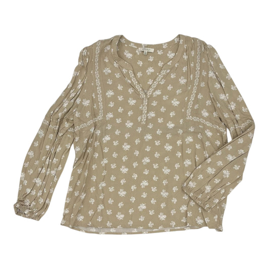 Blouse Ls By Angels In Tan, Size:Xl