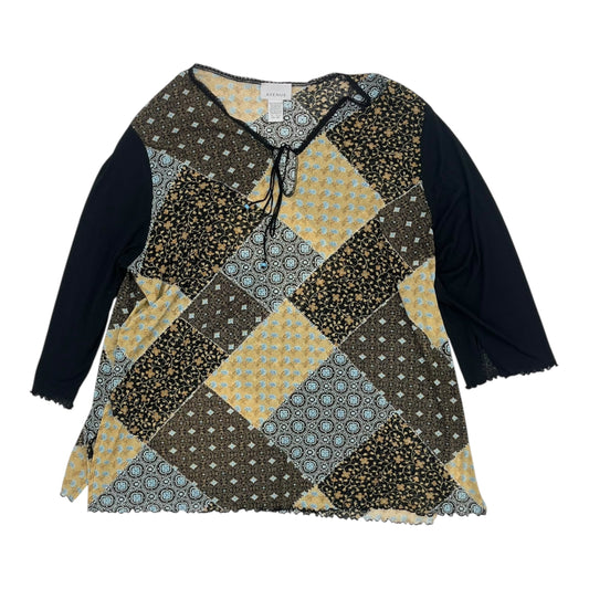 Blouse 3/4 Sleeve By Avenue In Tan, Size:4X