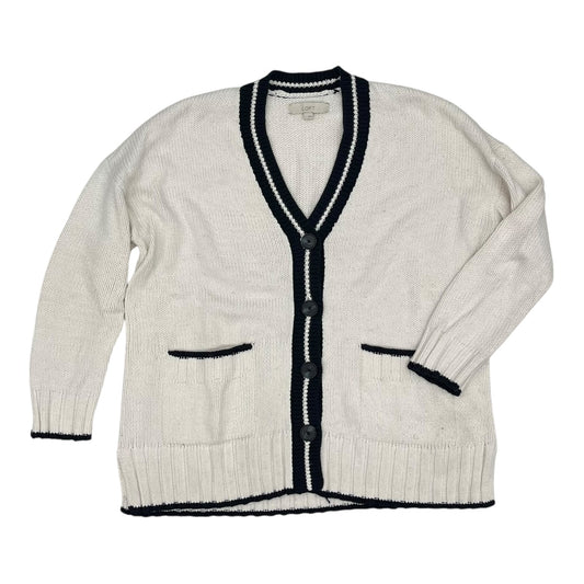 Sweater Cardigan By Loft In Blue & White, Size:L