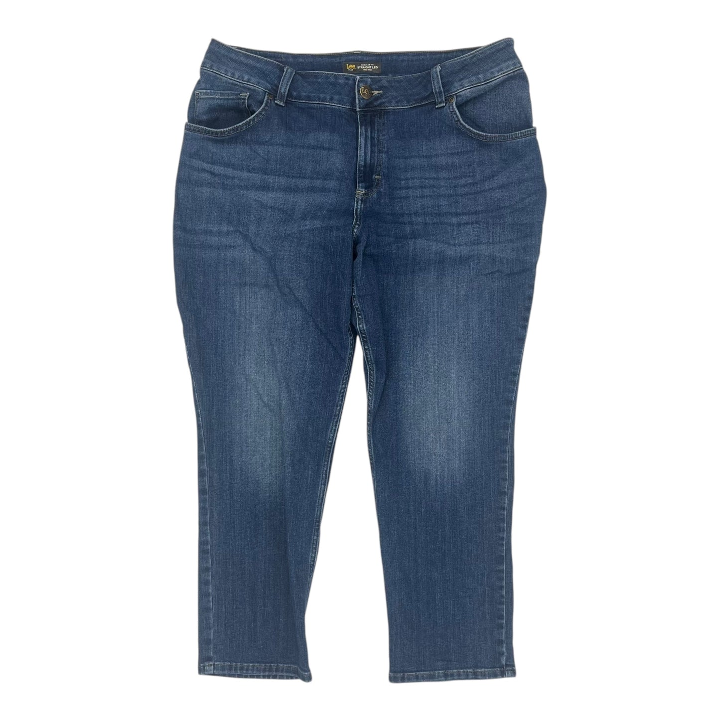 Jeans Straight By Lee In Blue Denim, Size:16