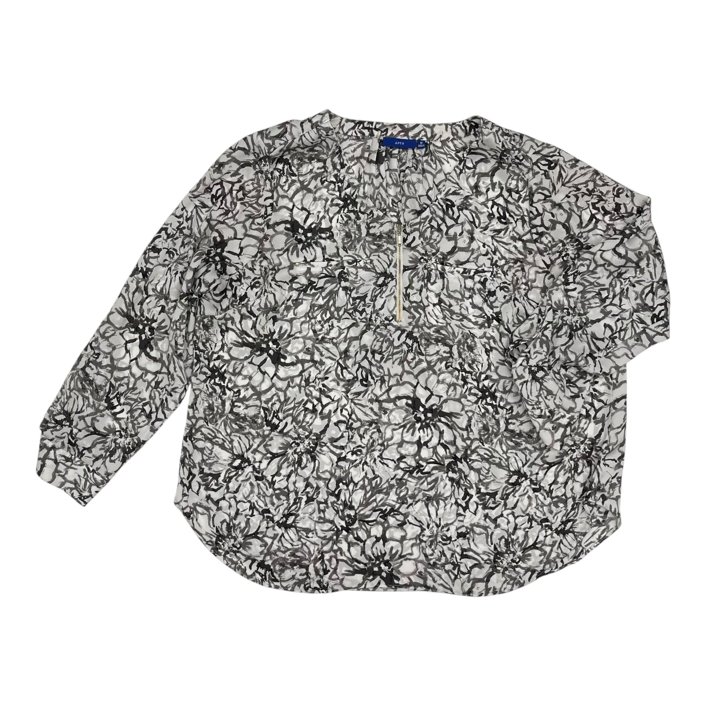 Blouse 3/4 Sleeve By Apt 9 In Grey, Size:1X