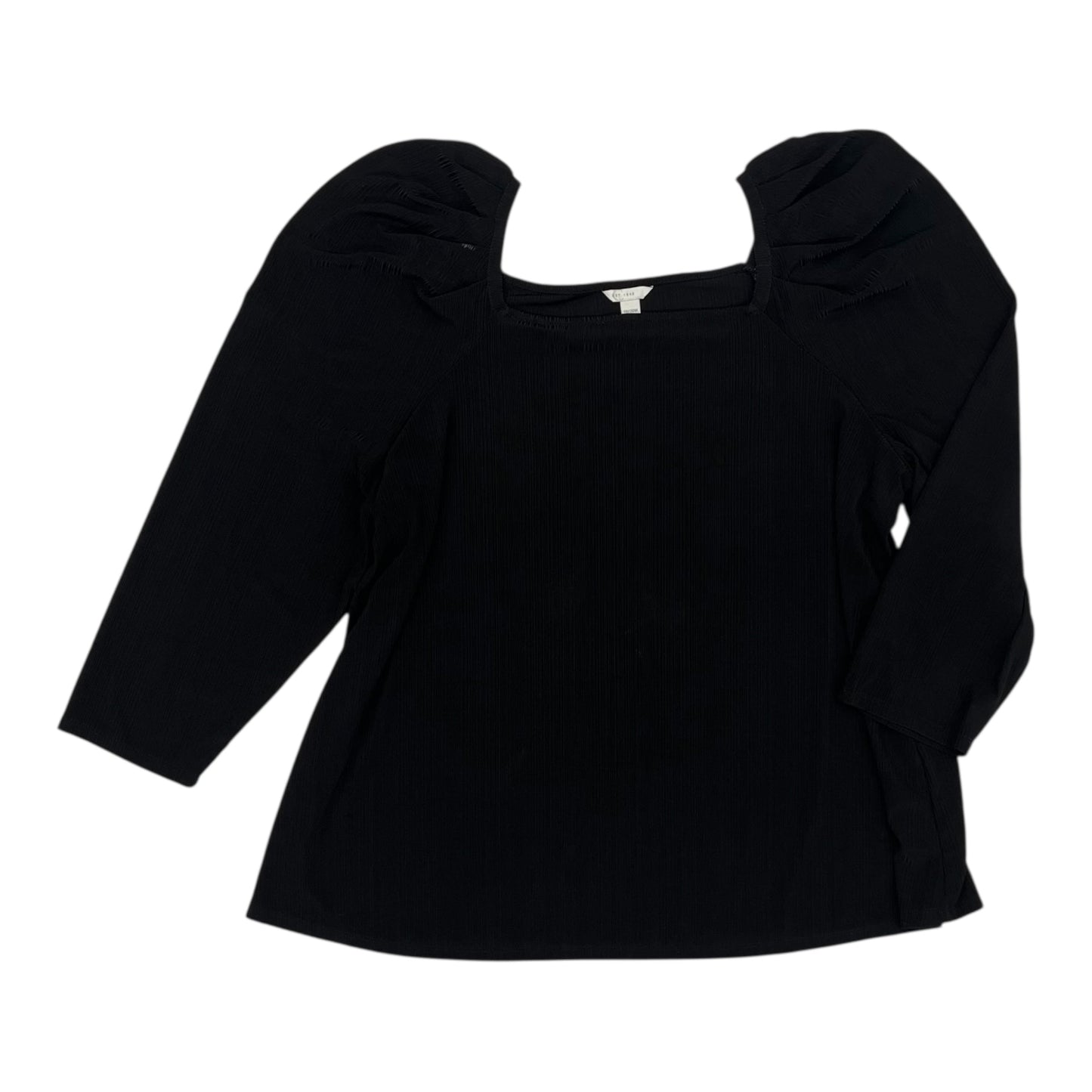 Blouse 3/4 Sleeve By Cato In Black, Size:2X