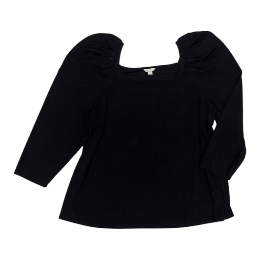 Blouse 3/4 Sleeve By Cato In Black, Size:2X