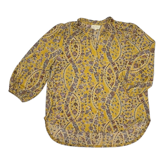 Blouse 3/4 Sleeve By Melloday In Yellow, Size:Xl