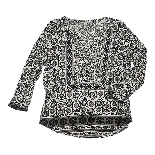 Top 3/4 Sleeve By Lucky Brand In Black & Cream, Size:L