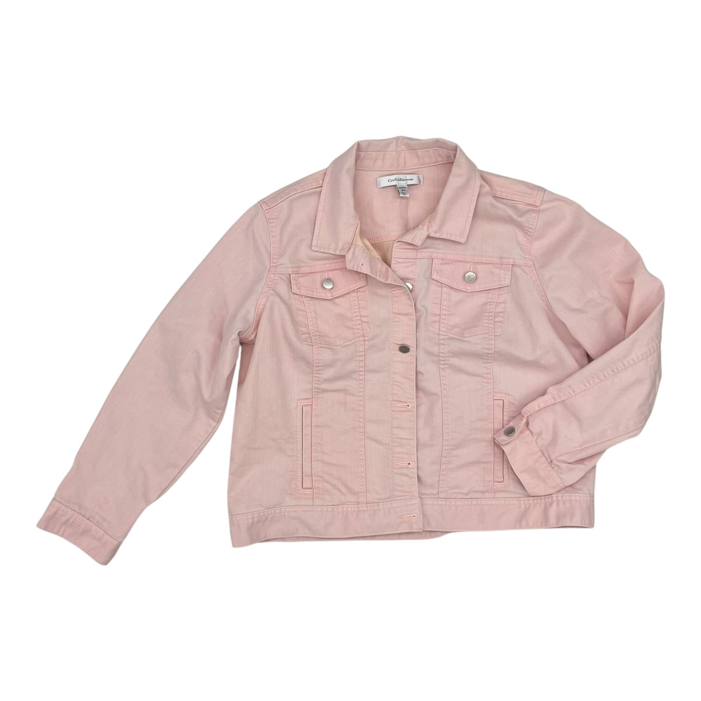 Jacket Denim By Croft And Barrow In Pink Denim, Size:Xl