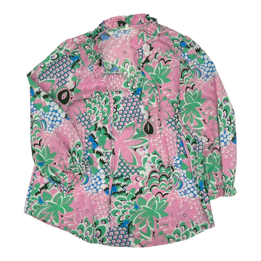 Blouse Ls By Jodifl In Green & Pink, Size:S