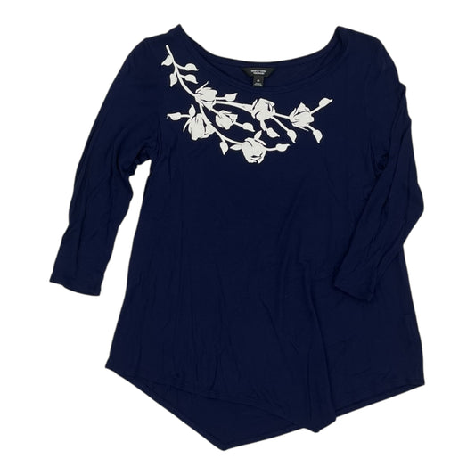 Top 3/4 Sleeve By Simply Vera In Blue & White, Size:M