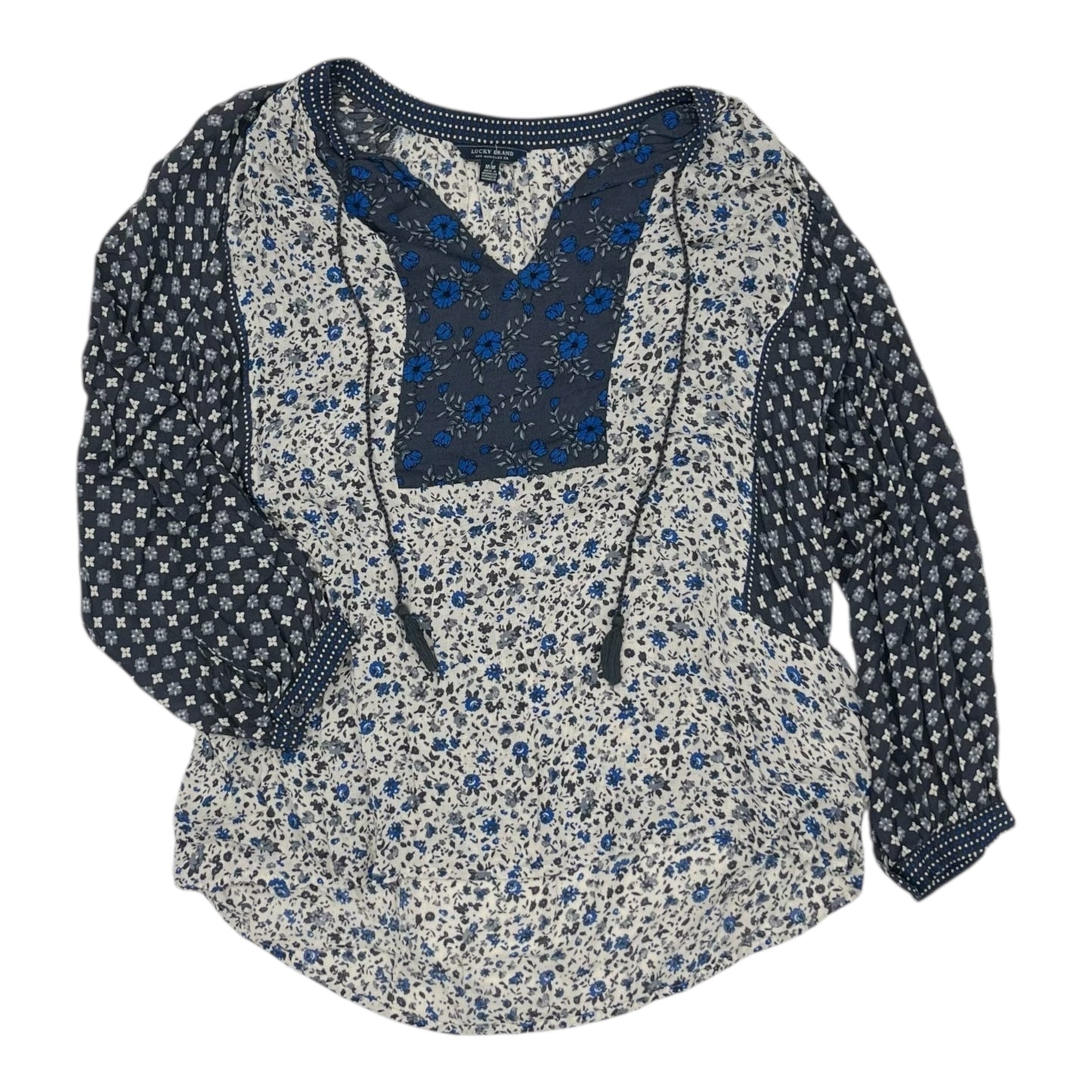 Blouse 3/4 Sleeve By Lucky Brand In Floral Print, Size:M