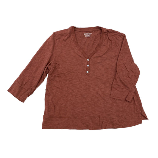 BROWN TOP 3/4 SLEEVE by CHICOS Size:XL