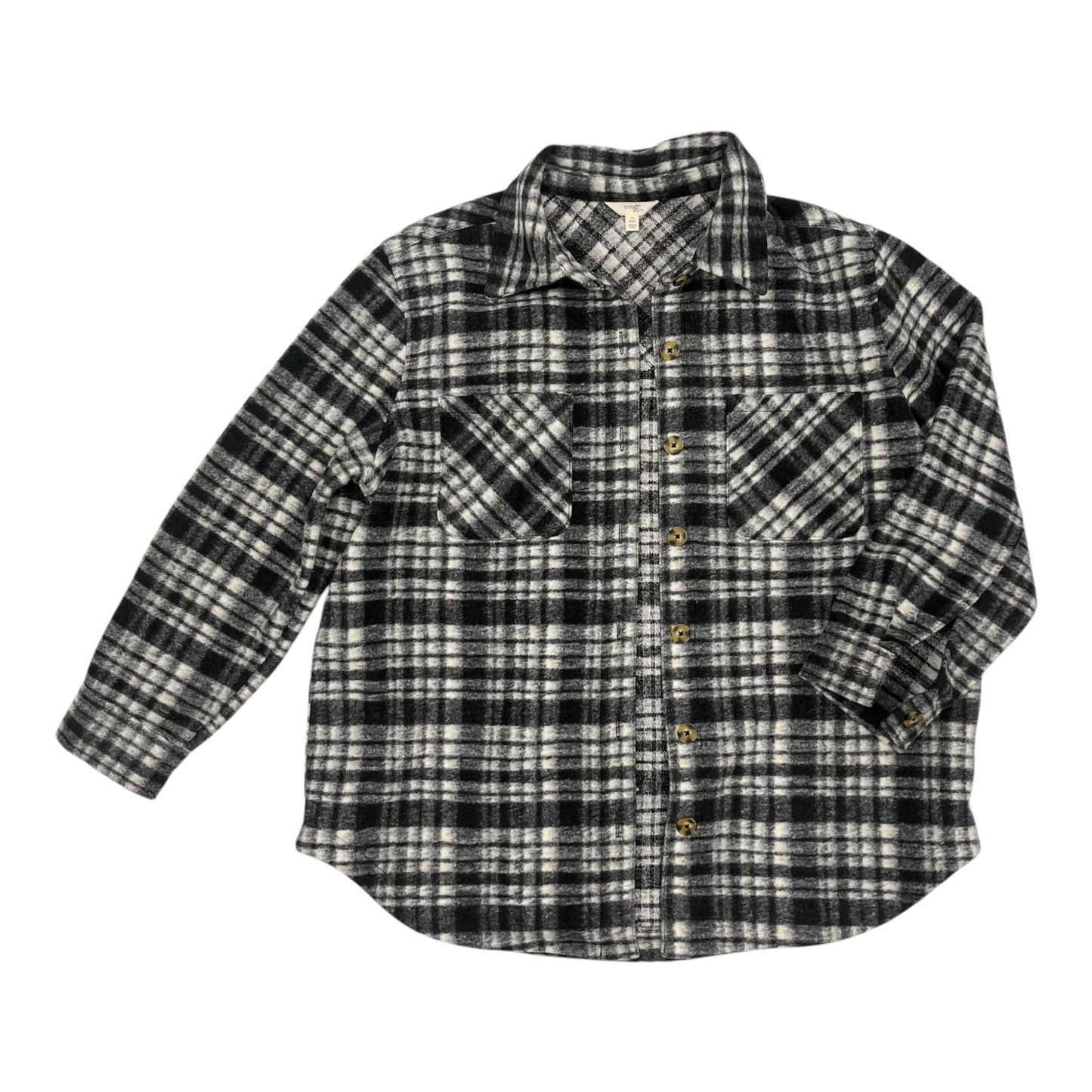 Jacket Shirt By Terra & Sky In Black & Grey, Size:Xl