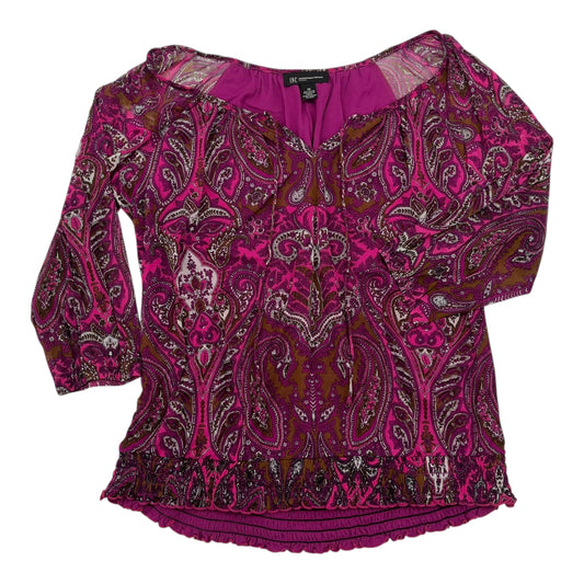 Blouse 3/4 Sleeve By Inc In Purple, Size:1X