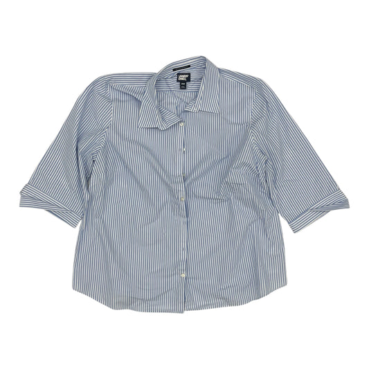 Blouse 3/4 Sleeve By Lands End In Blue & White, Size:3X