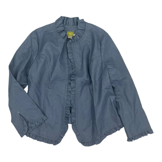 Jacket Moto By Clothes Mentor In Blue, Size:1X