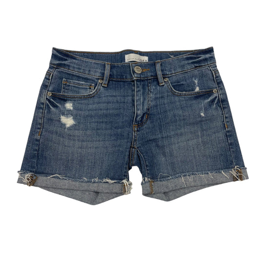 BLUE DENIM LOFT SHORTS, Size 0