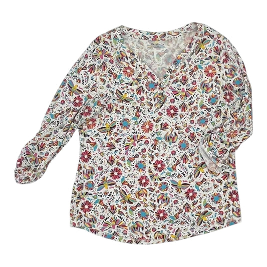 Top 3/4 Sleeve By Relativity In Cream, Size:Xl