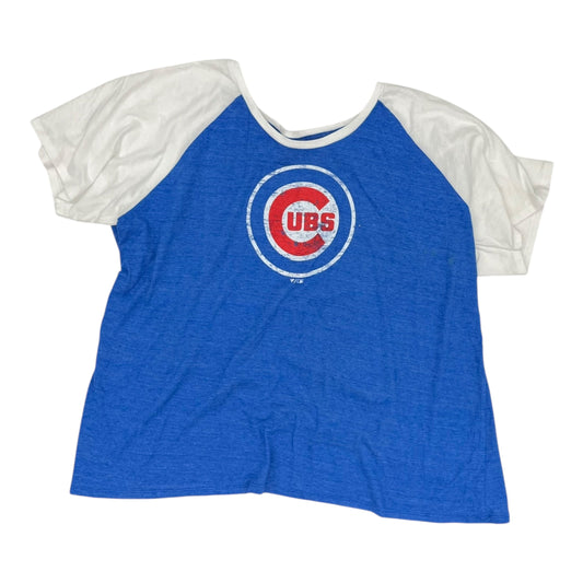 Athletic Top Ss By Majestic In Blue & White, Size:3X