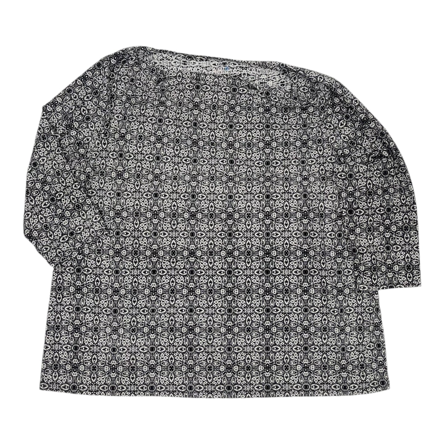 Blouse 3/4 Sleeve By Croft And Barrow In Black & White, Size:3X
