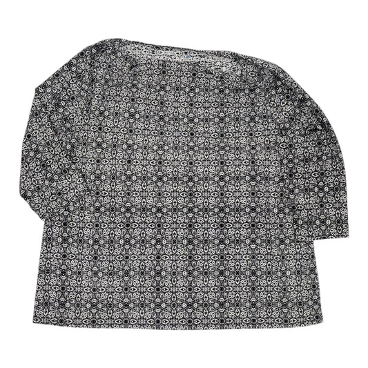 Blouse 3/4 Sleeve By Croft And Barrow In Black & White, Size:3X