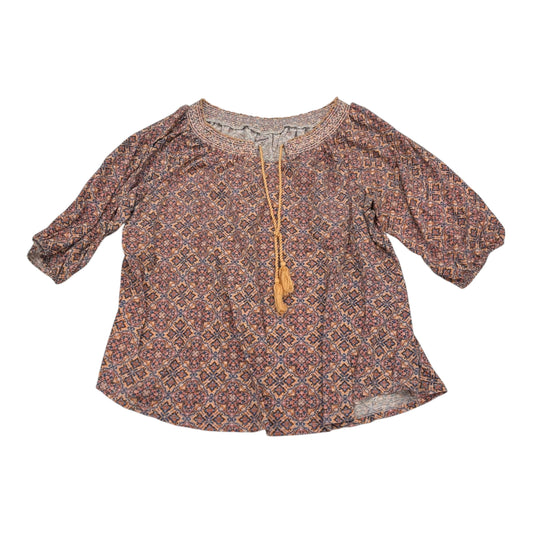 Top 3/4 Sleeve By Ruff Hewn In Blue & Orange, Size:3X