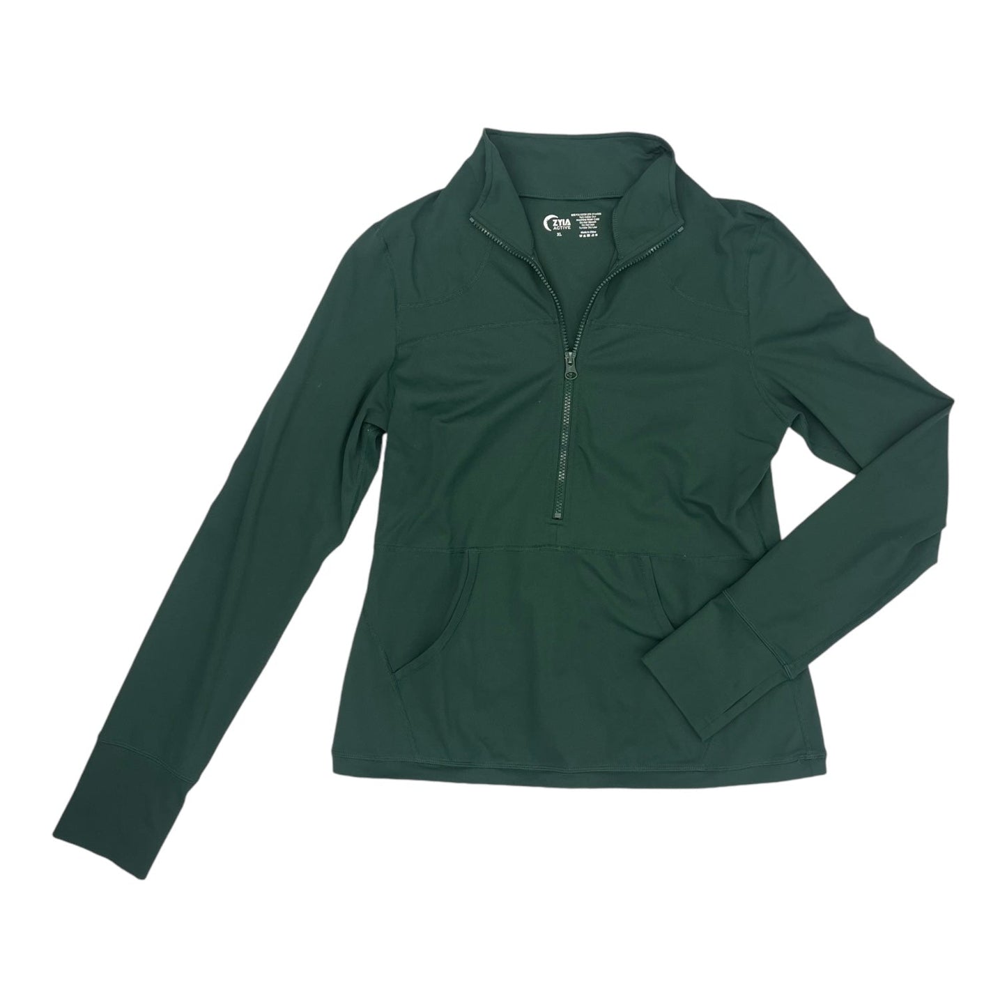 Athletic Top Ls Collar By Zyia In Green, Size:Xl