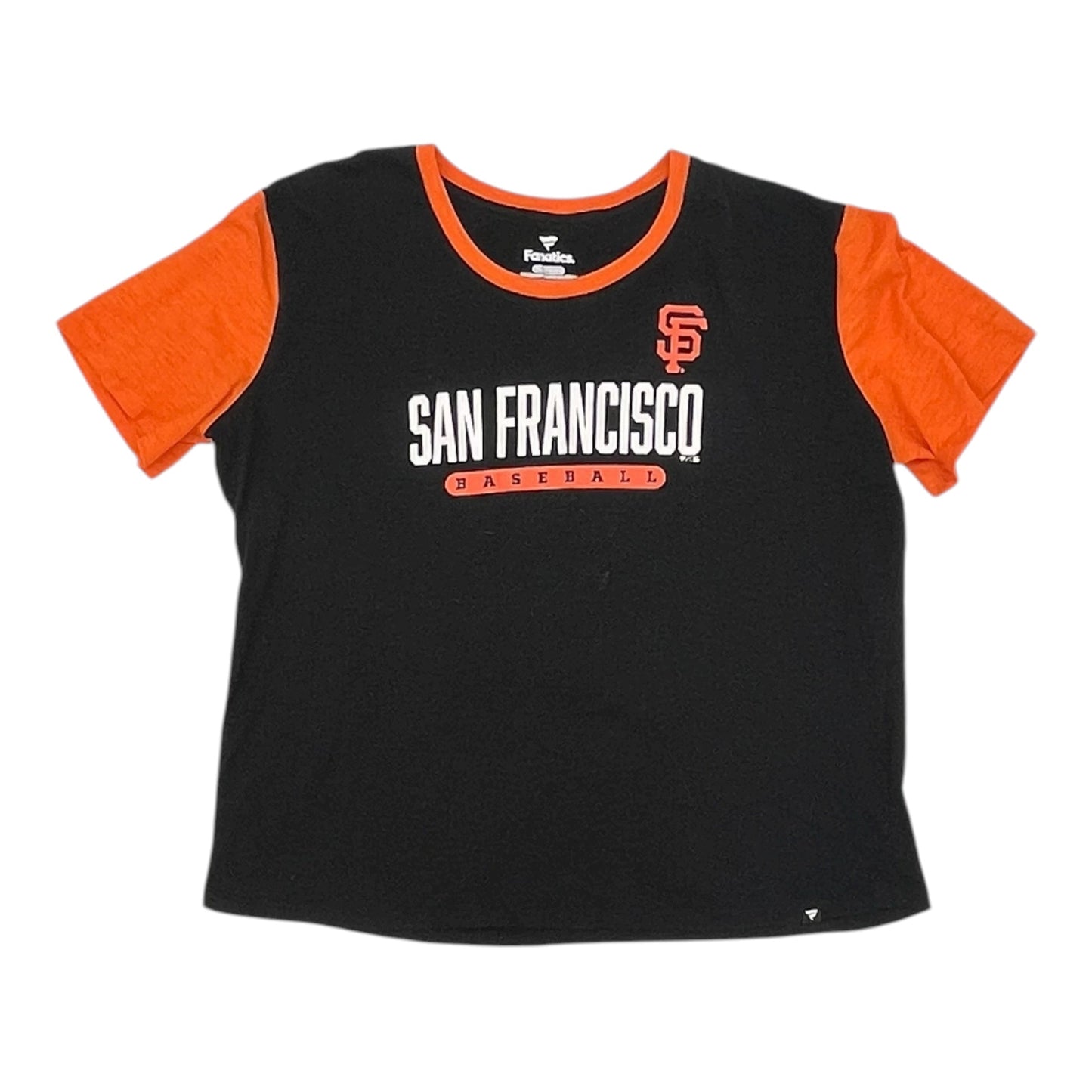 Athletic Top Ss By Fanatics In Black & Orange, Size:2X