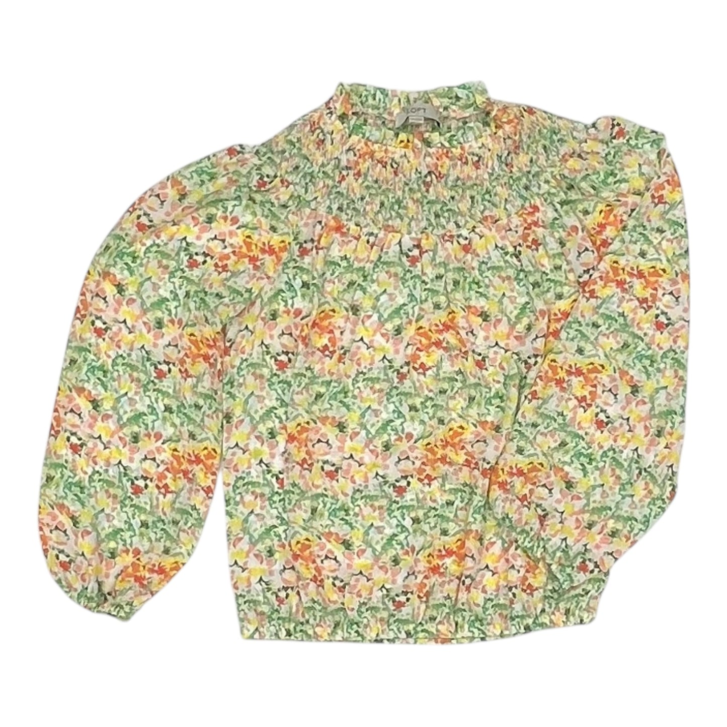 Blouse Ls By Loft In Floral Print, Size:Xxs