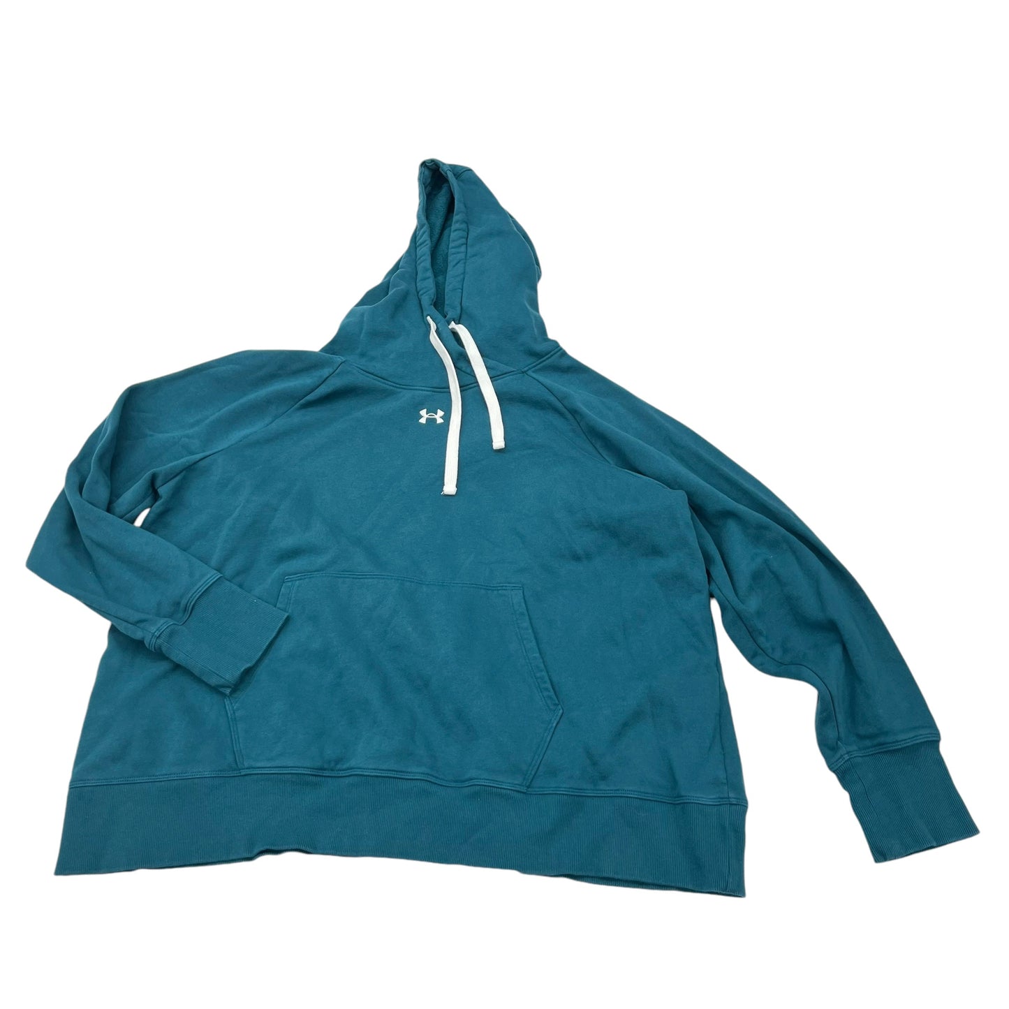 ATHLETIC SWEATSHIRT HOODIE By UNDER ARMOUR In TEAL, Size:2X