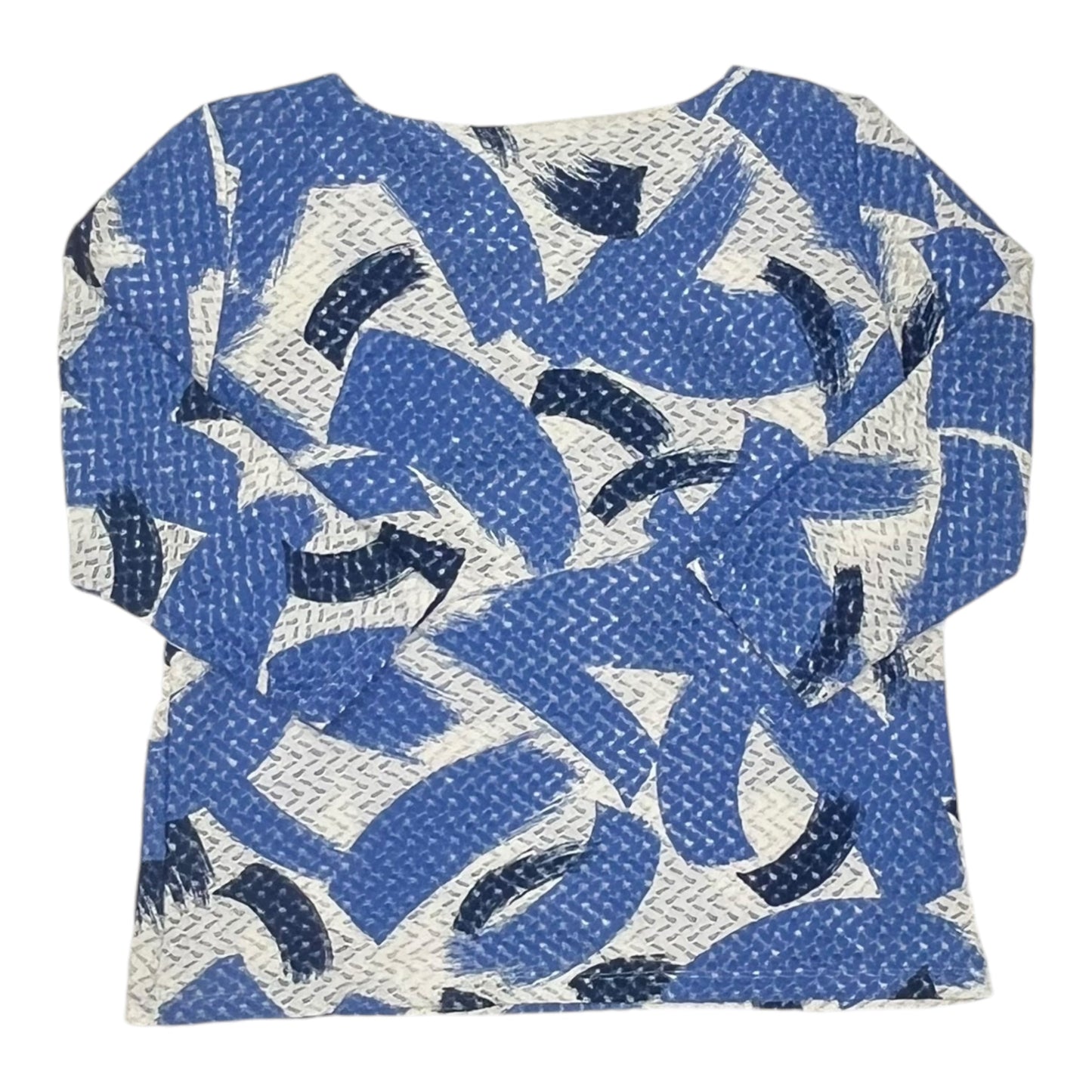 TOP 3/4 SLEEVE by RUBY RD In BLUE & WHITE, Size: L