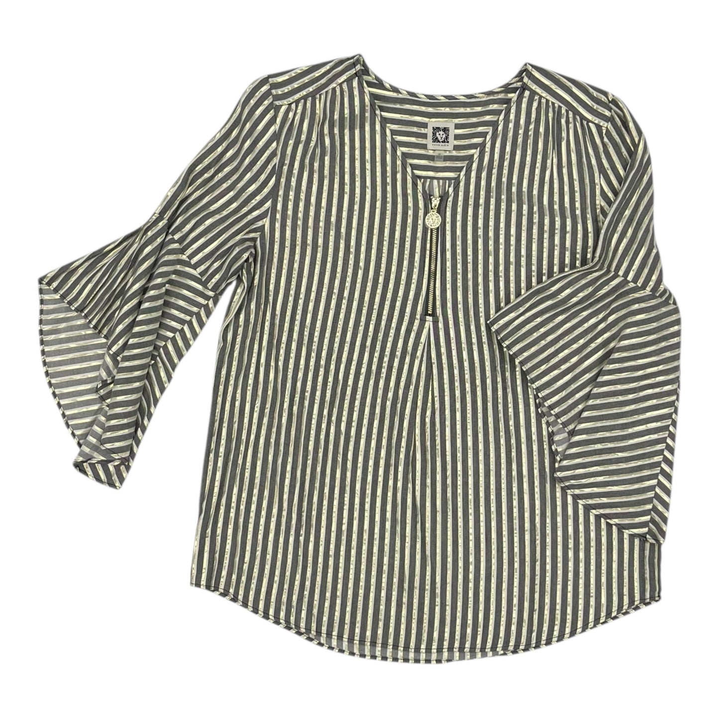 Top 3/4 Sleeve By Anne Klein In Grey, Size:M