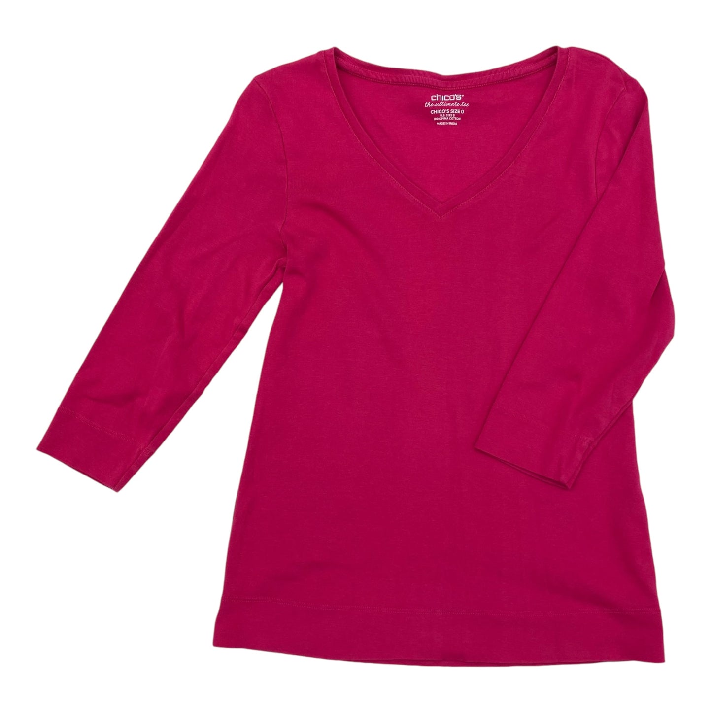 Top 3/4 Sleeve By Chicos In Pink, Size:S