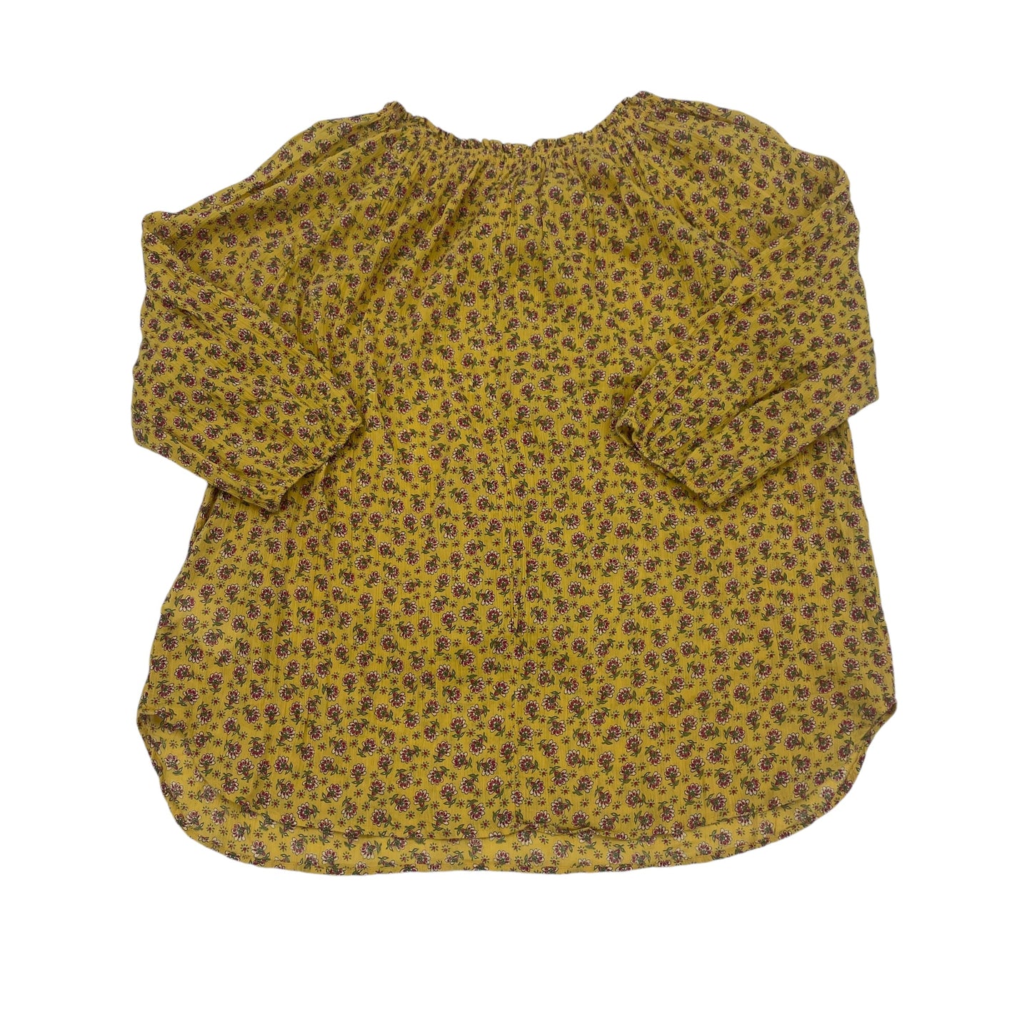 Top 3/4 Sleeve By Chaps In Yellow, Size:1X