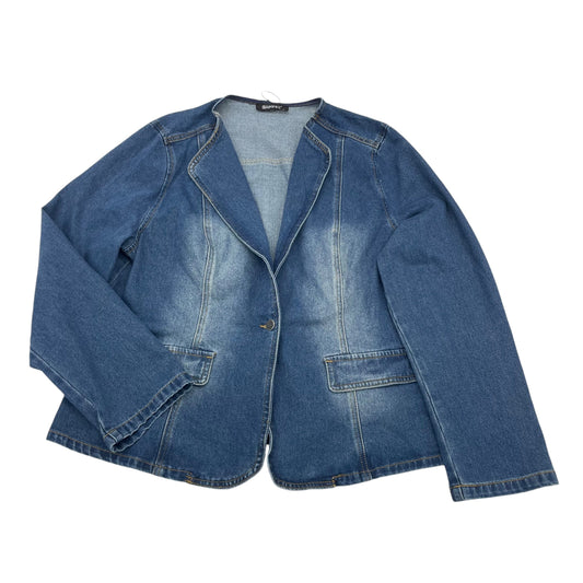 Jacket Denim By Allegra K In Blue Denim, Size:Xl