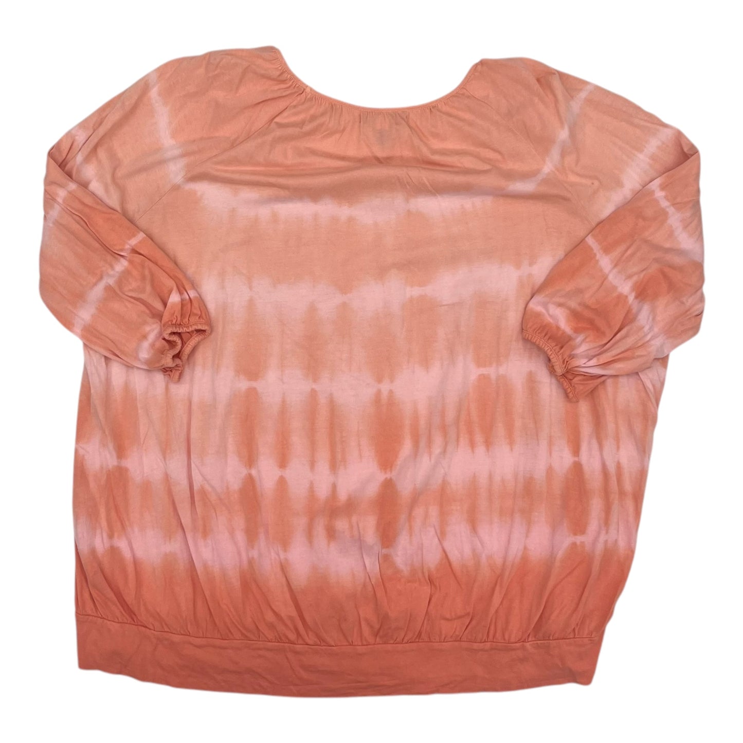 Blouse 3/4 Sleeve By Chaps In Peach, Size:3X