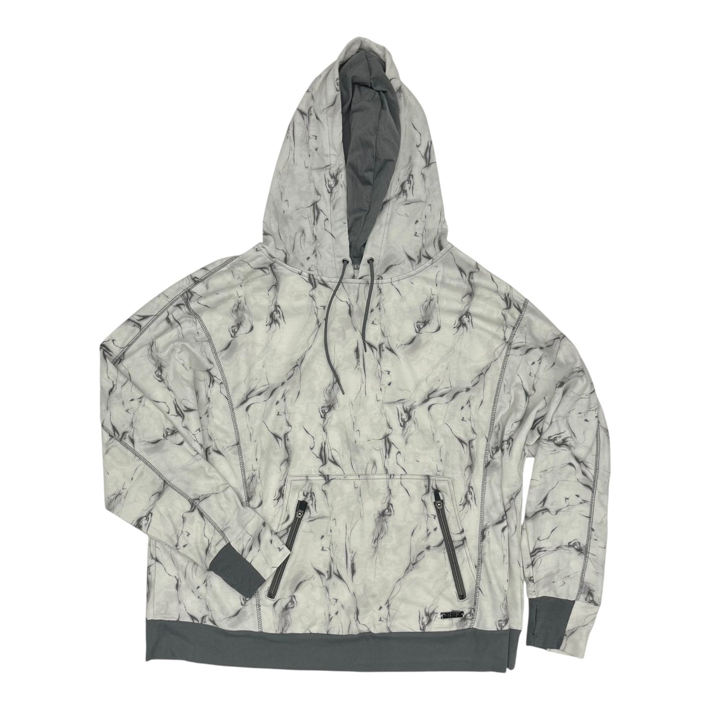 Athletic Sweatshirt Hoodie By Nine West Apparel In Grey & White, Size:3X