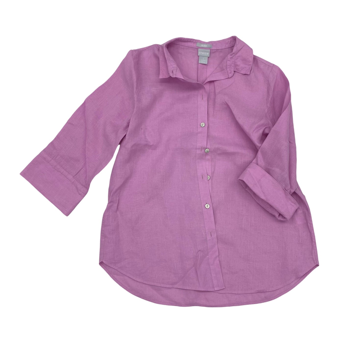 Top 3/4 Sleeve By Chicos In Pink, Size:M