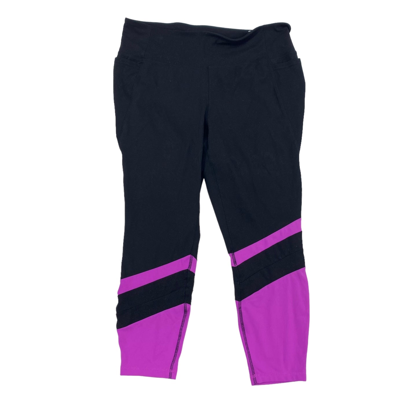 BLACK & PURPLE LIVI ACTIVE ATHLETIC LEGGINGS, Size 1X