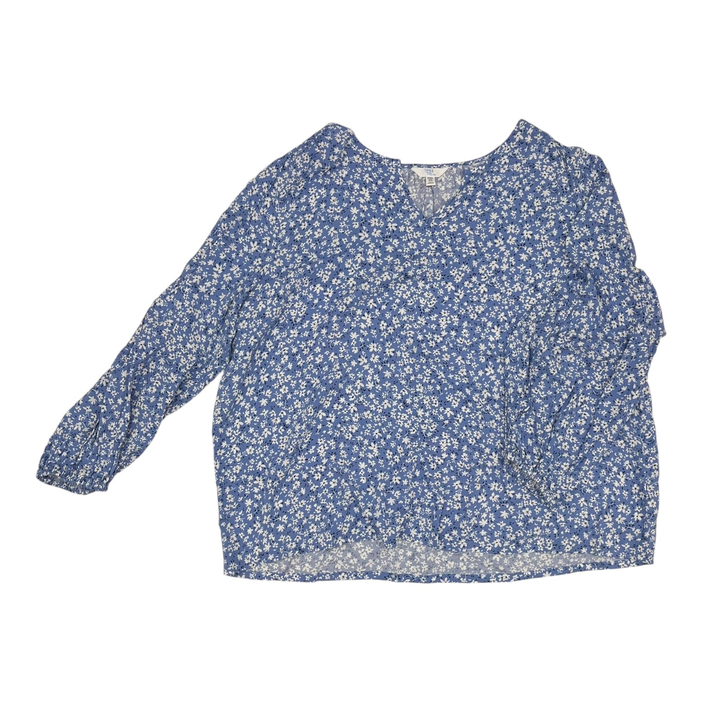 Blouse Ls By Time And Tru In Blue, Size:Xxl