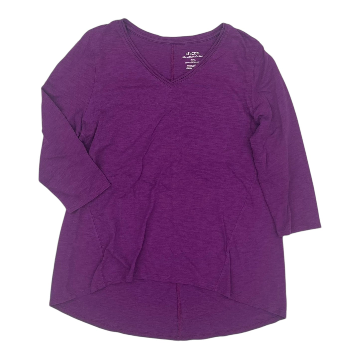 Top 3/4 Sleeve Basic By Chicos In Purple, Size:M