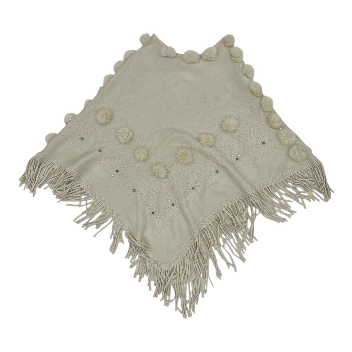 Poncho By Clothes Mentor In Cream, Size:Osfm