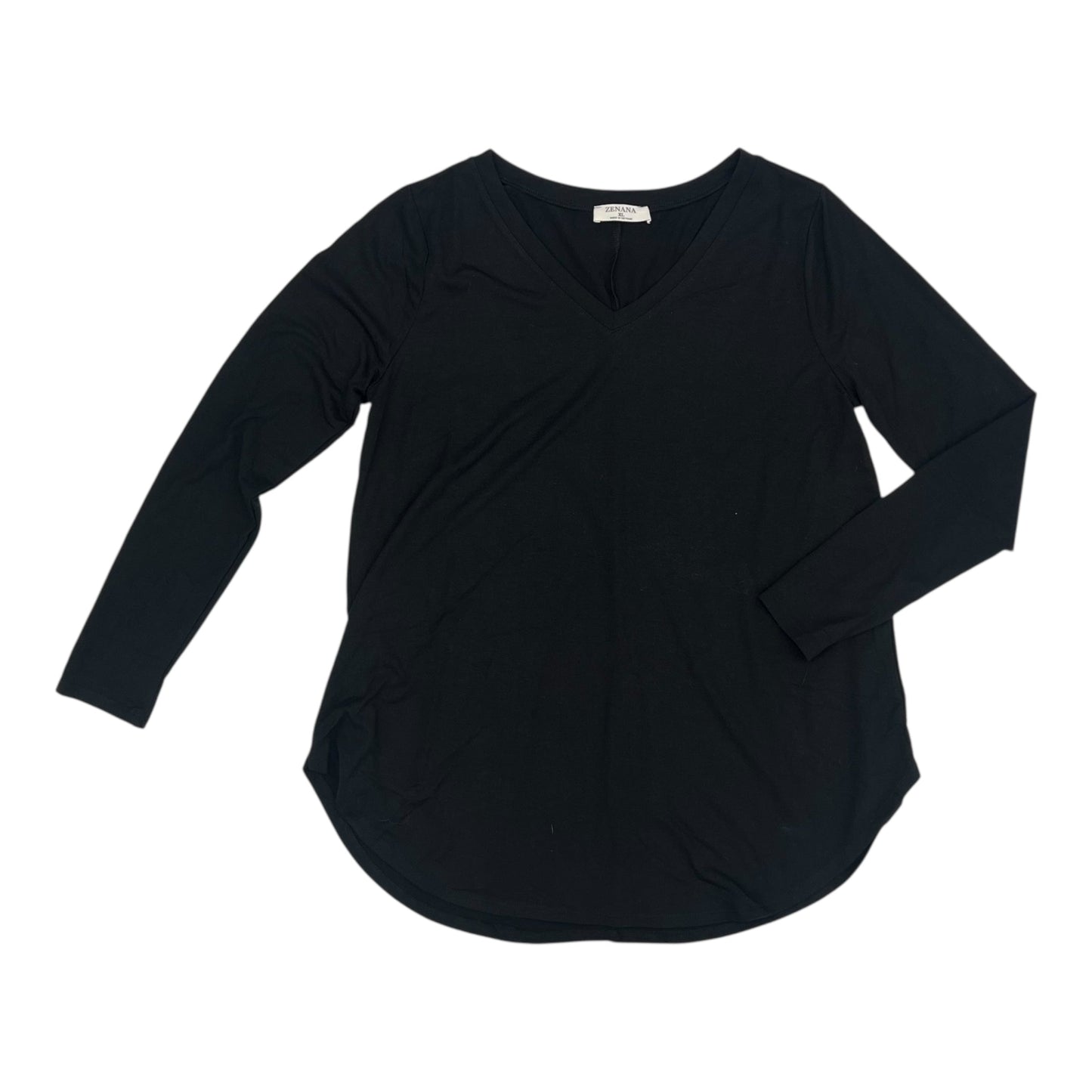 Top Ls Basic By Zenana Outfitters In Black, Size:Xl