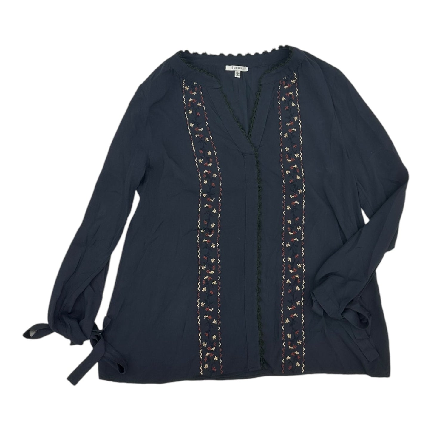 Blouse Ls By Jodifl In Navy, Size:L