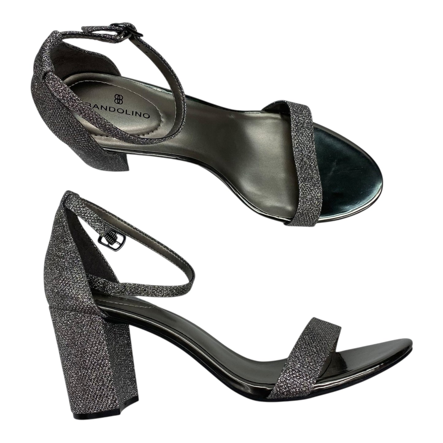 Sandals Heels Block By Bandolino In Silver, Size:11