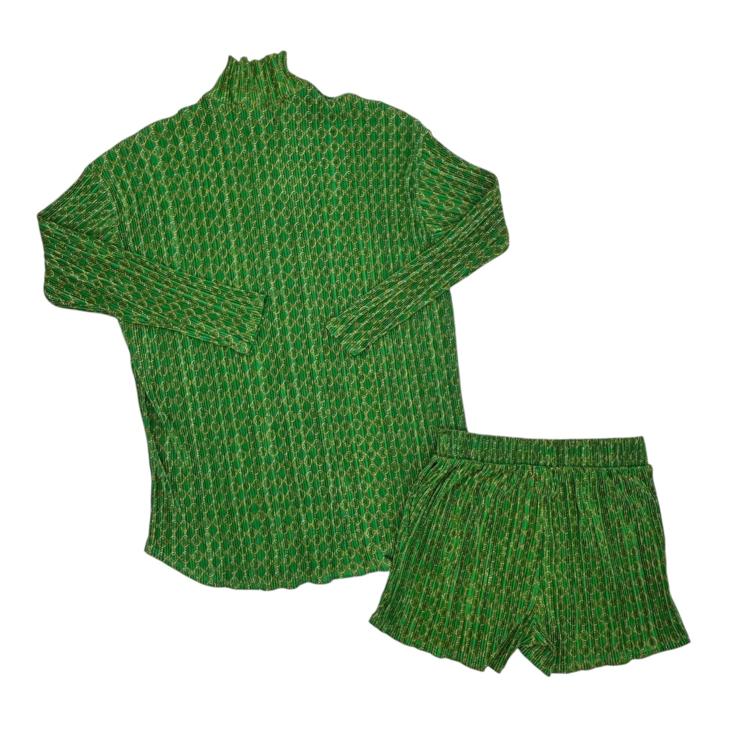 Lounge Set Shorts By Fashion Nova In Green & Yellow, Size:M