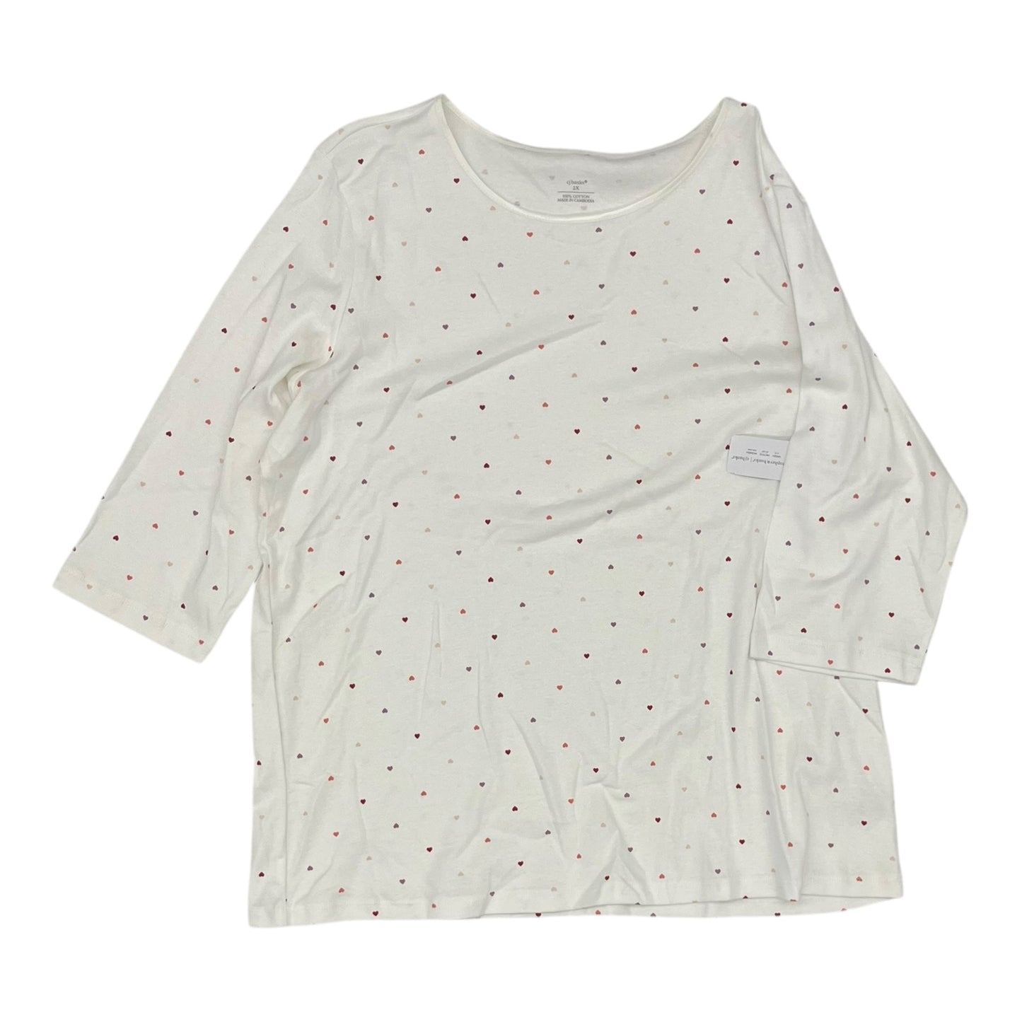 Top 3/4 Sleeve By Cj Banks In White, Size:2X