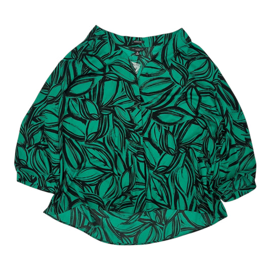 Blouse 3/4 Sleeve By Investments In Green, Size:3X