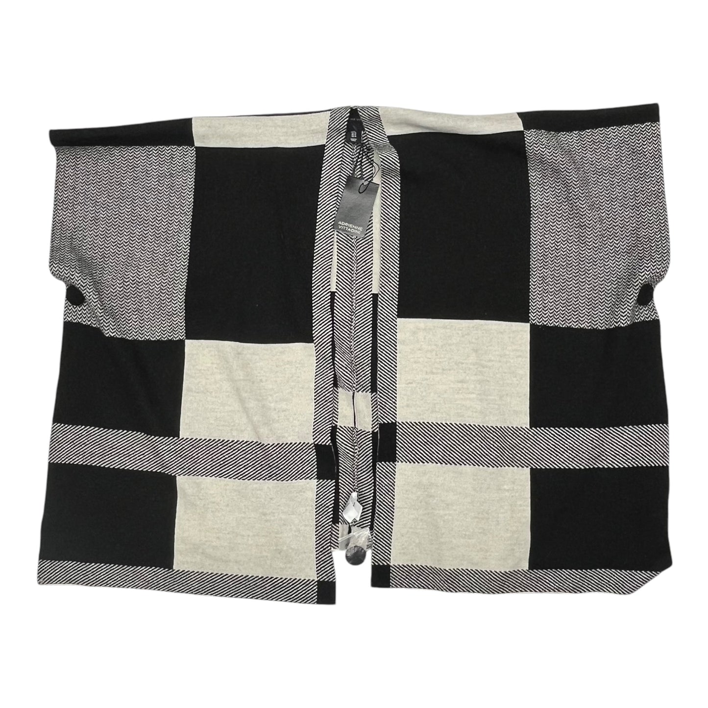 Sweater Cardigan By Adrienne Vittadini In Black & Cream, Size:M