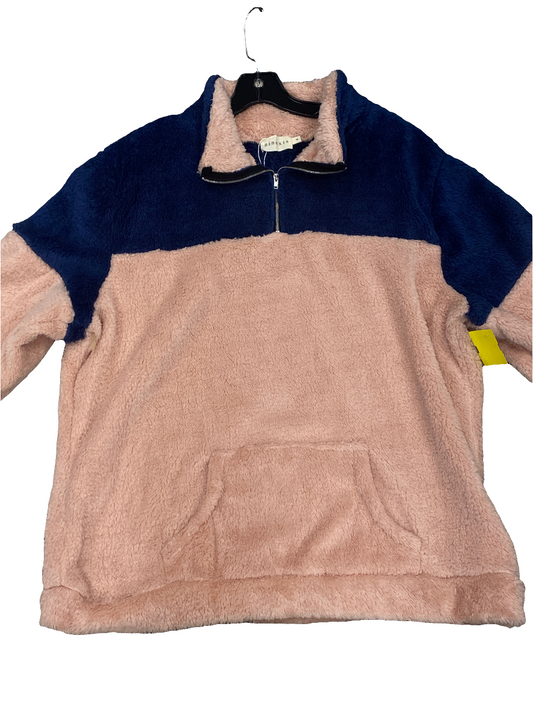 Top Long Sleeve Fleece Pullover By Clothes Mentor In Pink Blue, Size: 2x