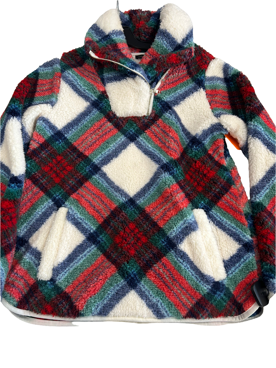 Top Long Sleeve Fleece Pullover By Talbots In Plaid, Size: Xs