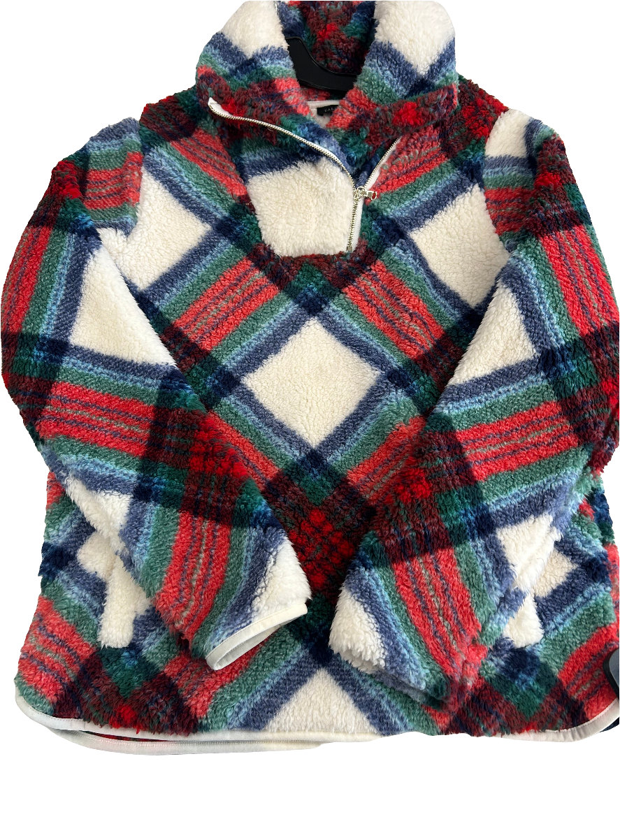 Top Long Sleeve Fleece Pullover By Talbots In Plaid, Size: Xs